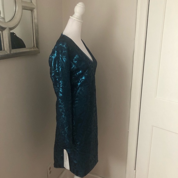 NWT BCBGMAXAZRIA Morris Bodycon Art Deco V neck dress - Picture 4 of 8